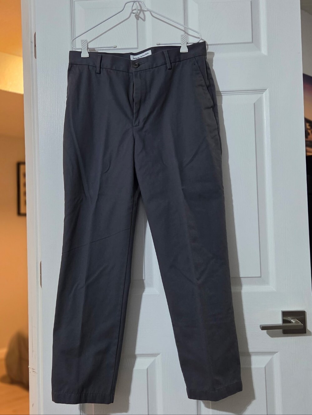 New Amazon Essentials Men's Dark Gray Chino Pants, 32Wx29L